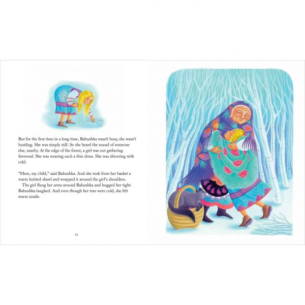 Illustration from Babushka by Dawn Casey ‘Babushka hugs the little girl tight’