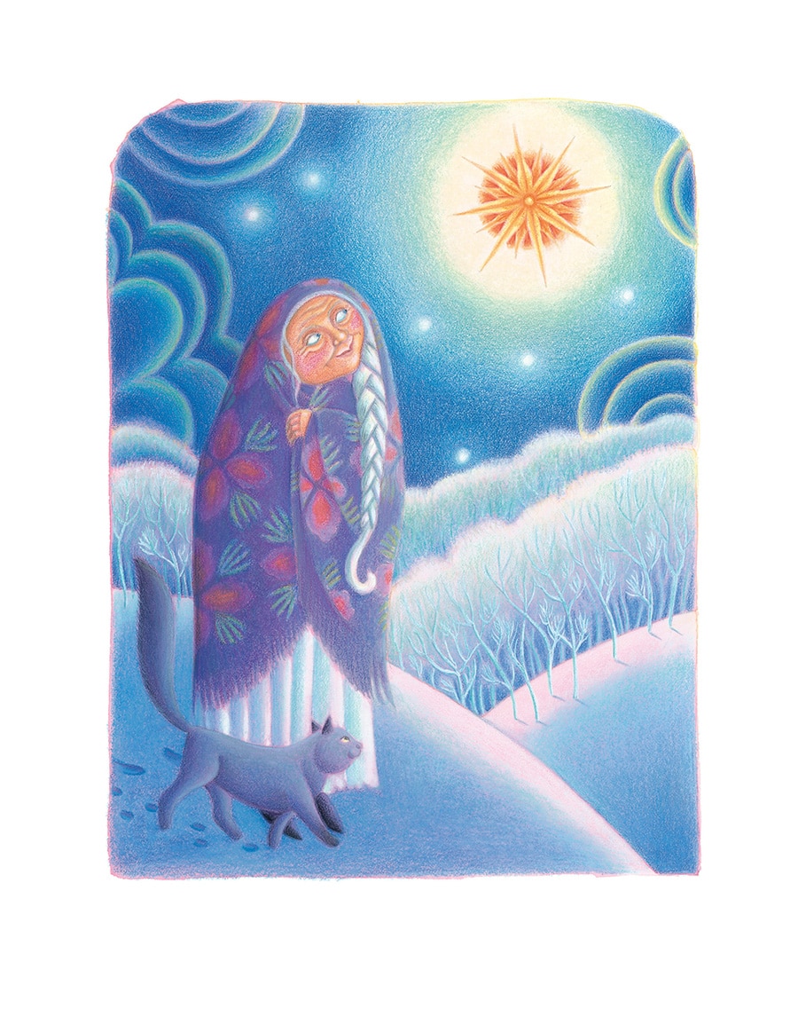 Babushka by Dawn Casey Gallery. Illustration 13 ‘Babushka looked up at the star’ (Pixel dimensions available w2090 x h2745)