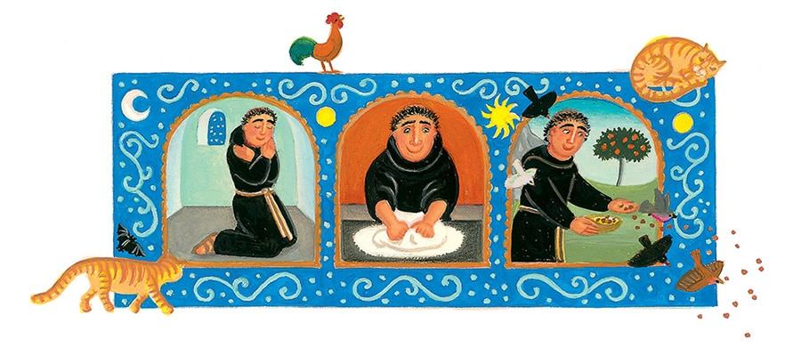 Brother Giovannis Little Reward Gallery. Illustration 9 ‘Brother Giovanni, praying night and day’ (Pixel dimensions available w2196 x h1078)
