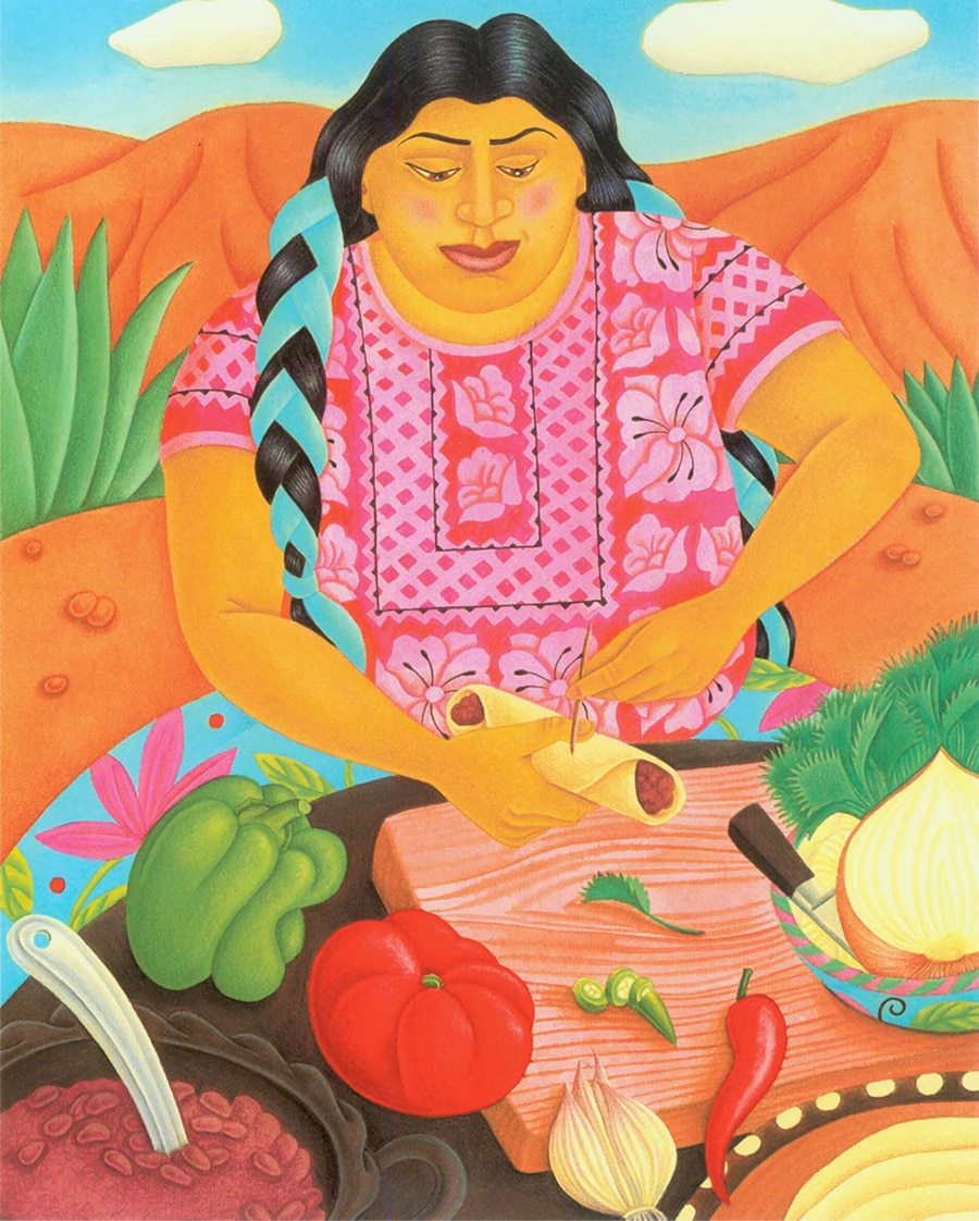Hand Drawn Food Illustrations. Illustration 7 ‘Enchiladas de Frijoles’ (Pixel dimensions available w1572 x h1960)