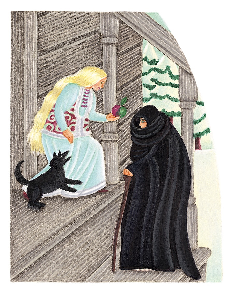Illustration 73 “Perhaps you would accept this apple as a thank you,” said the old beggar woman’ (Pixel dimensions available w1117 x h1425)