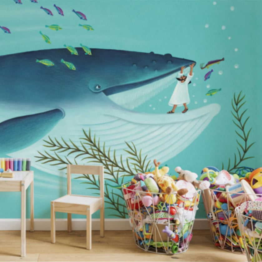 Wall Mural for Playroom 'Jonah and the Whale'