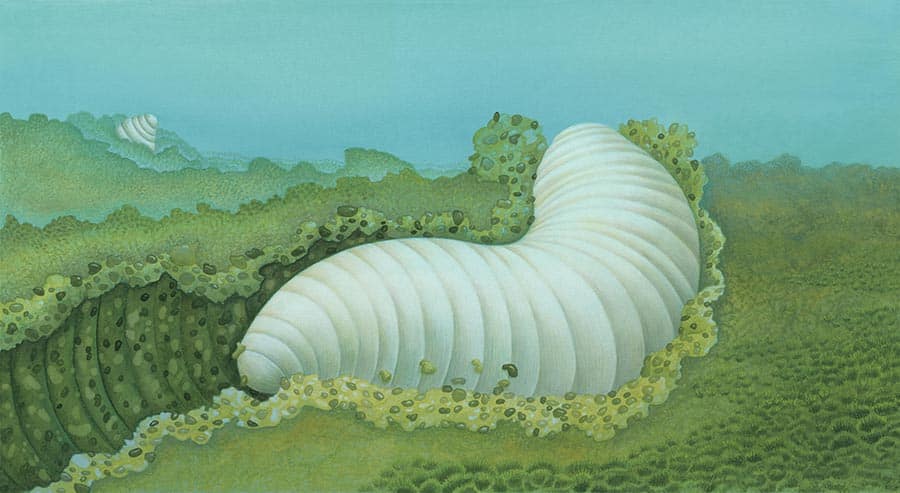 Illustration of the first worms on Earth