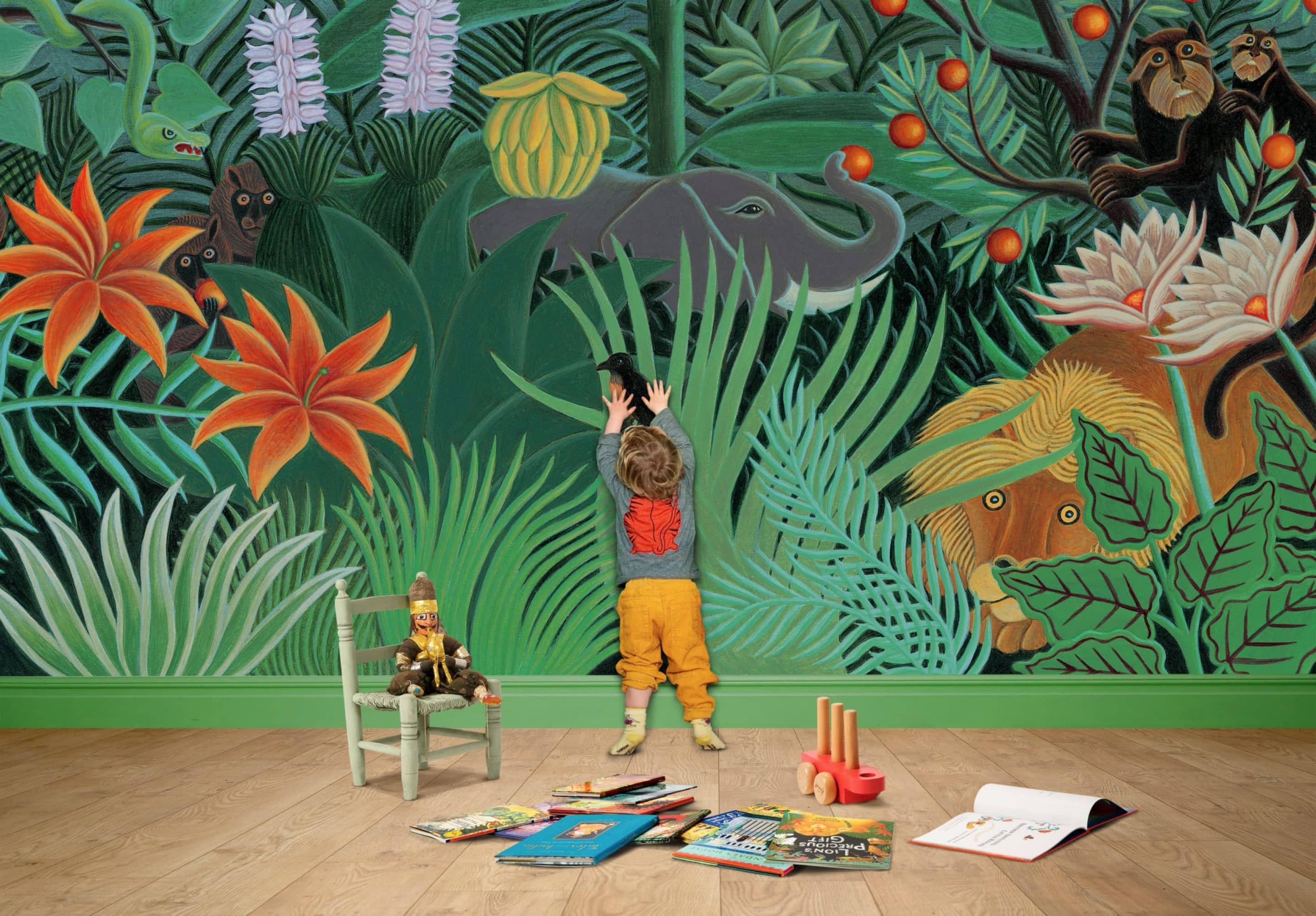 Henri Rousseau jungle style wall mural wallpaper