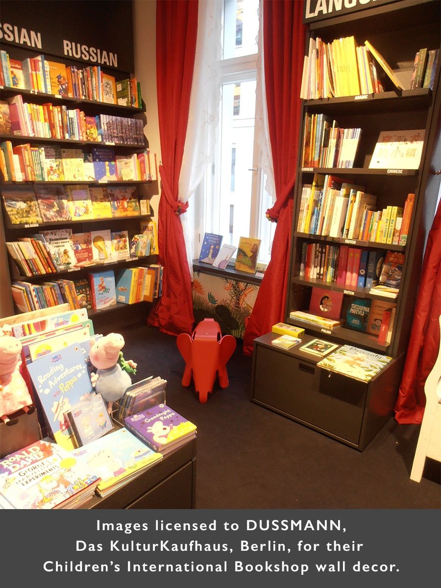 DUSSMANN 2 DUSSMANN, KulturKaufhaus, Berlin Children’s International Bookshop wall décor 2. Licensed by Amanda Hall