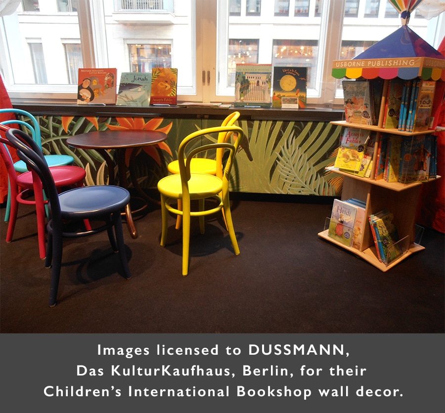 DUSSMANN 4 <br />
DUSSMANN, KulturKaufhaus, Berlin Children’s International Bookshop wall décor 4. Licensed by Amanda Hall<br />