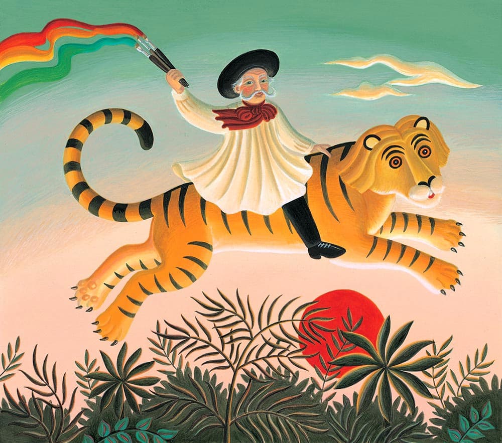 Henri Rousseau Jungles riding a tiger Henri Rousseau Jungles illustration Amanda Hall (File pixel dimensions available w3089 x h2731)
