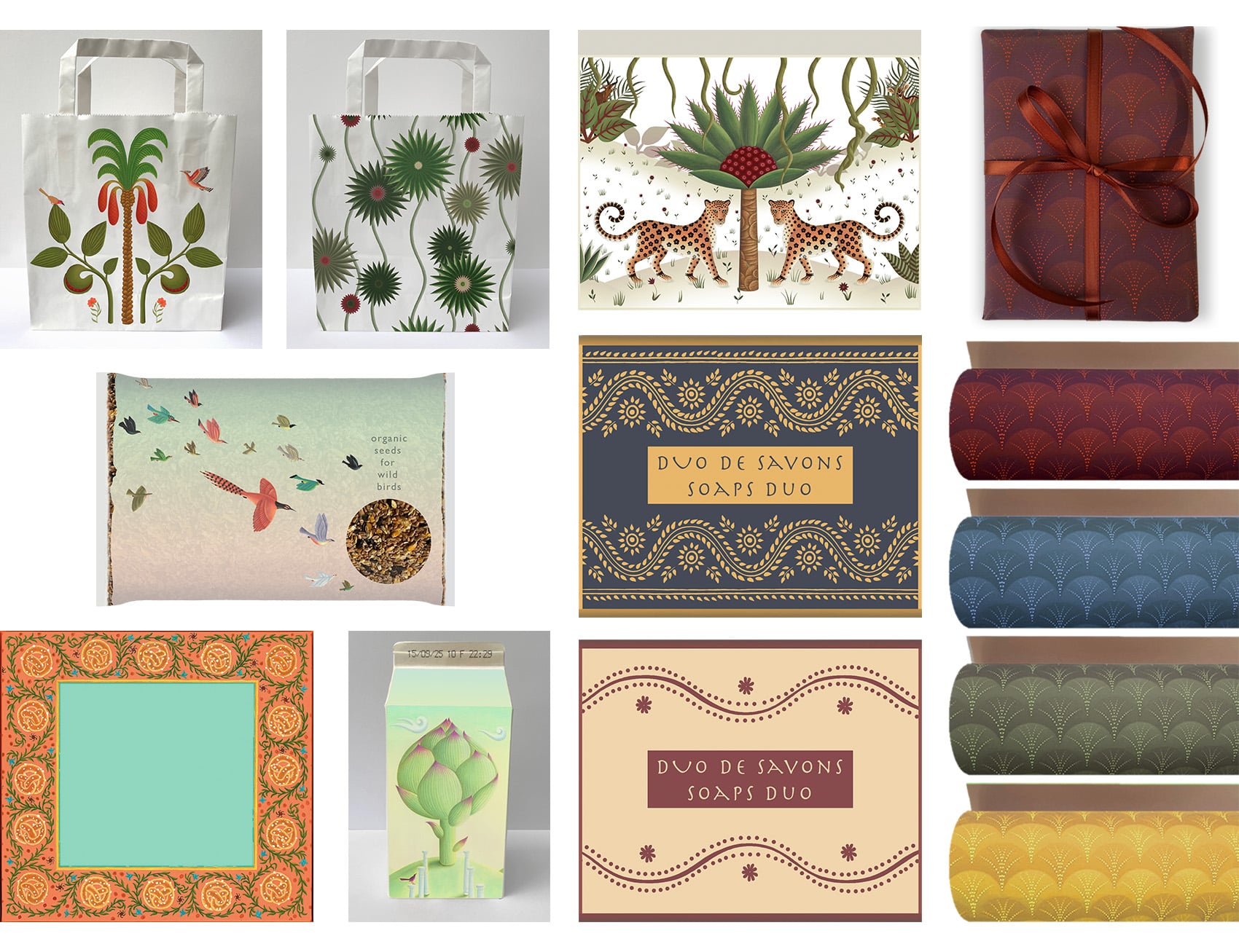 ARTWORK FOR PACKAGING Rousseau Jungles surface pattern design collection by Amanda Hall