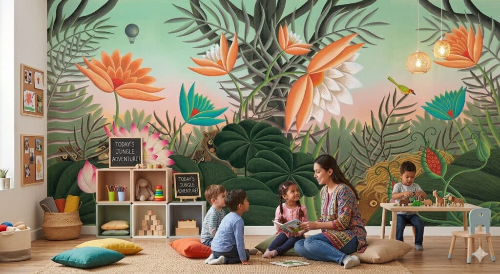 Henri Rousseau Tropical Forest with Monkeys Classroom Wall Murals